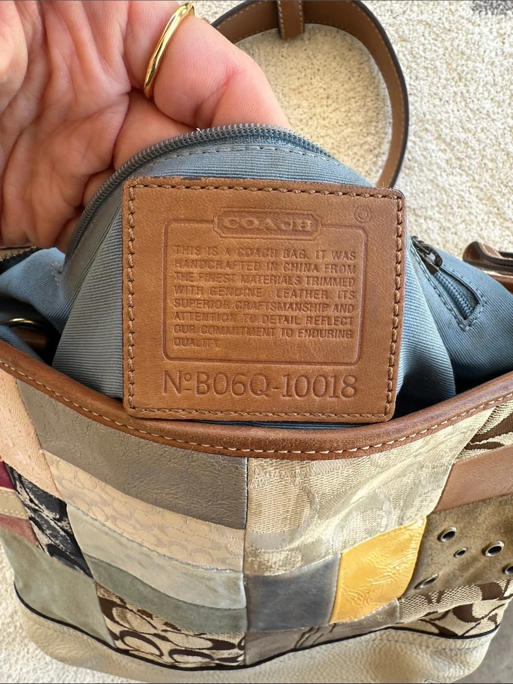 Coach Patchwork Shoulder Bag in Multicolor Leather & Signature Canvas